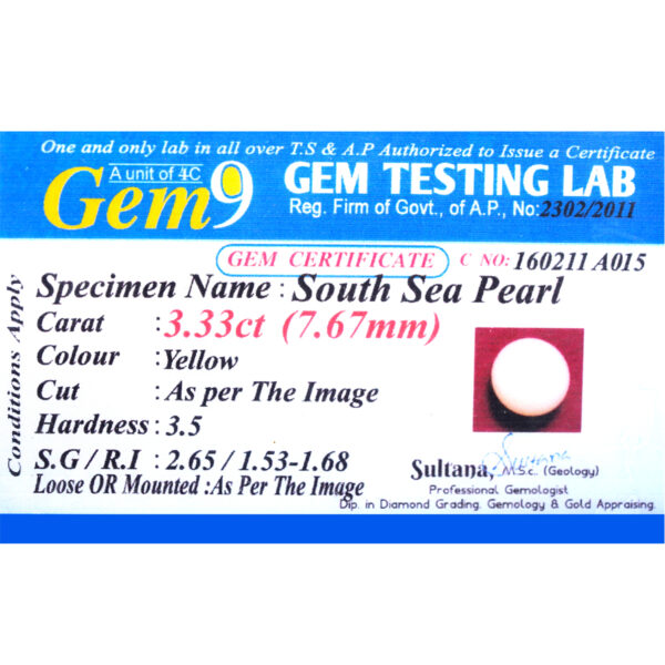 3.33Ct Natural southsea Pearl