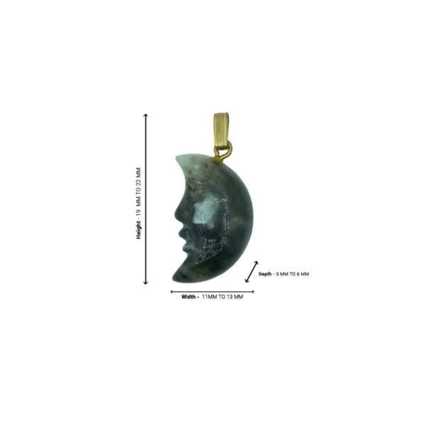 Natural Mossagate Moon Shape Pendant