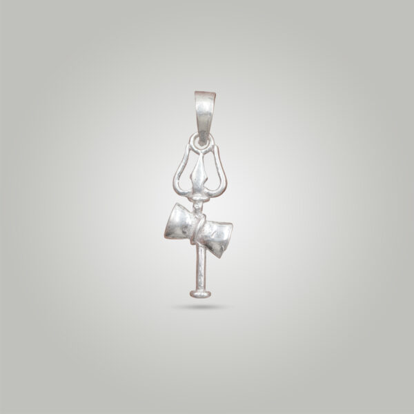 Lord Shiva Trishul Damru Silver Pendant