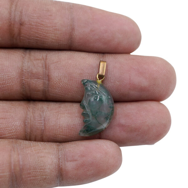 Natural Mossagate Moon Shape Pendant