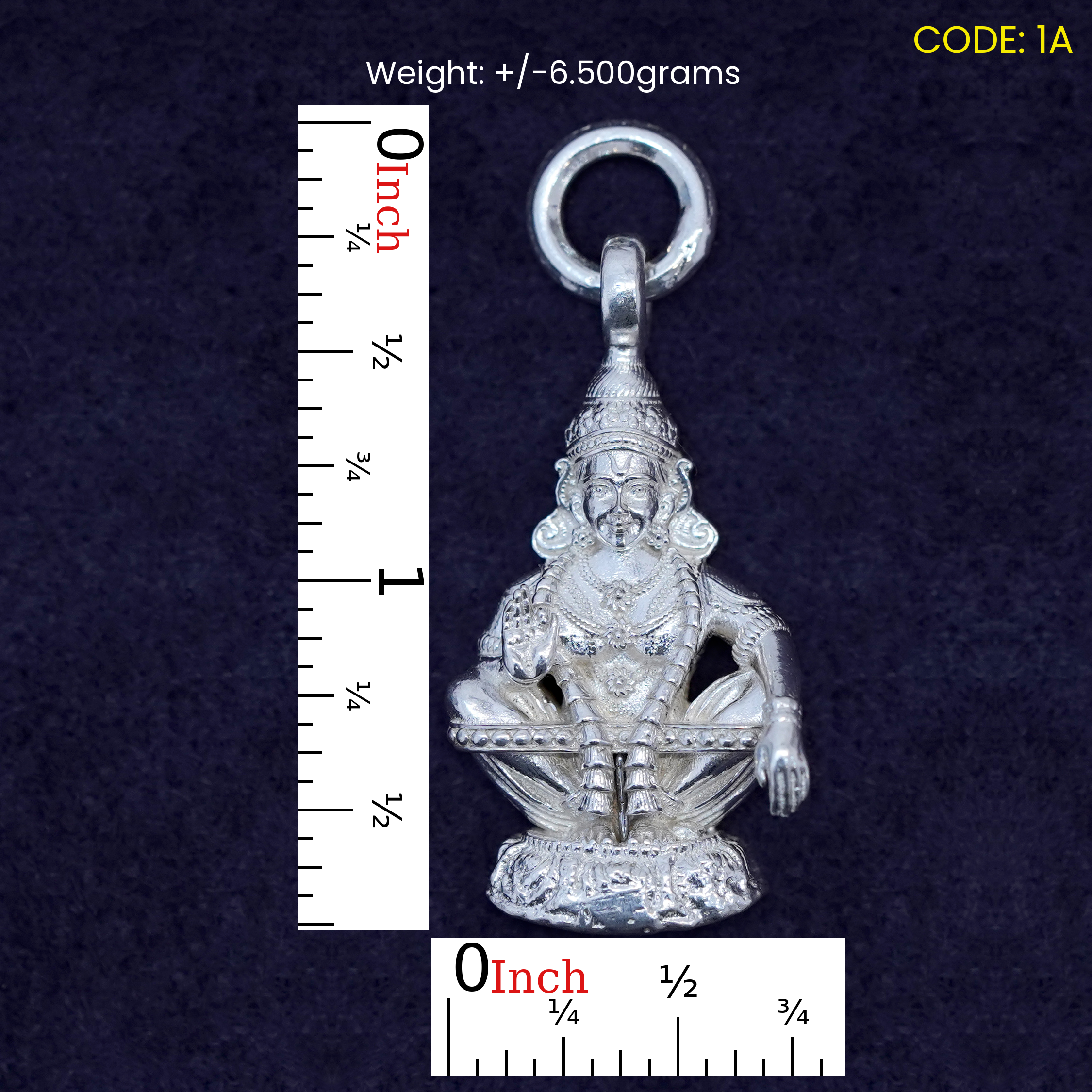 Pure Silver Ayyappa Deeksha Pendant – Large (1A)