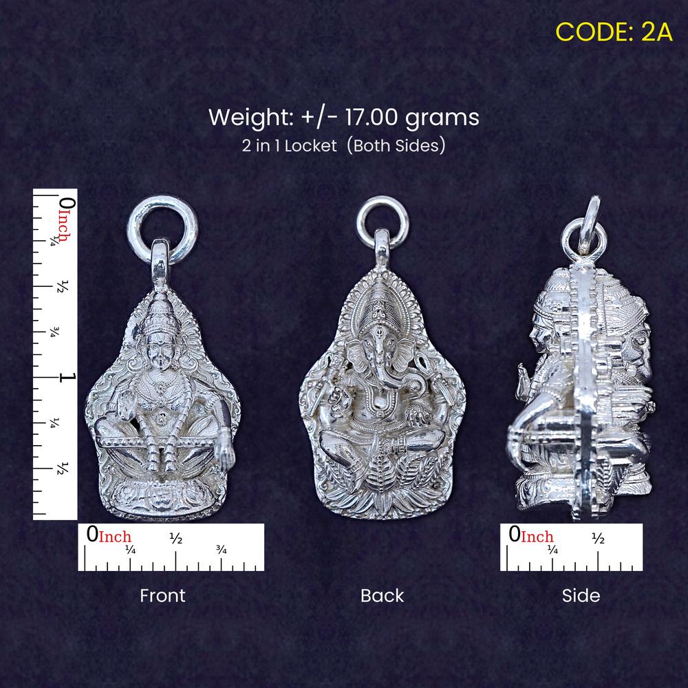 Pure Silver 2 in 1 Ayyappa Ganesha Pendant – Large (2A)