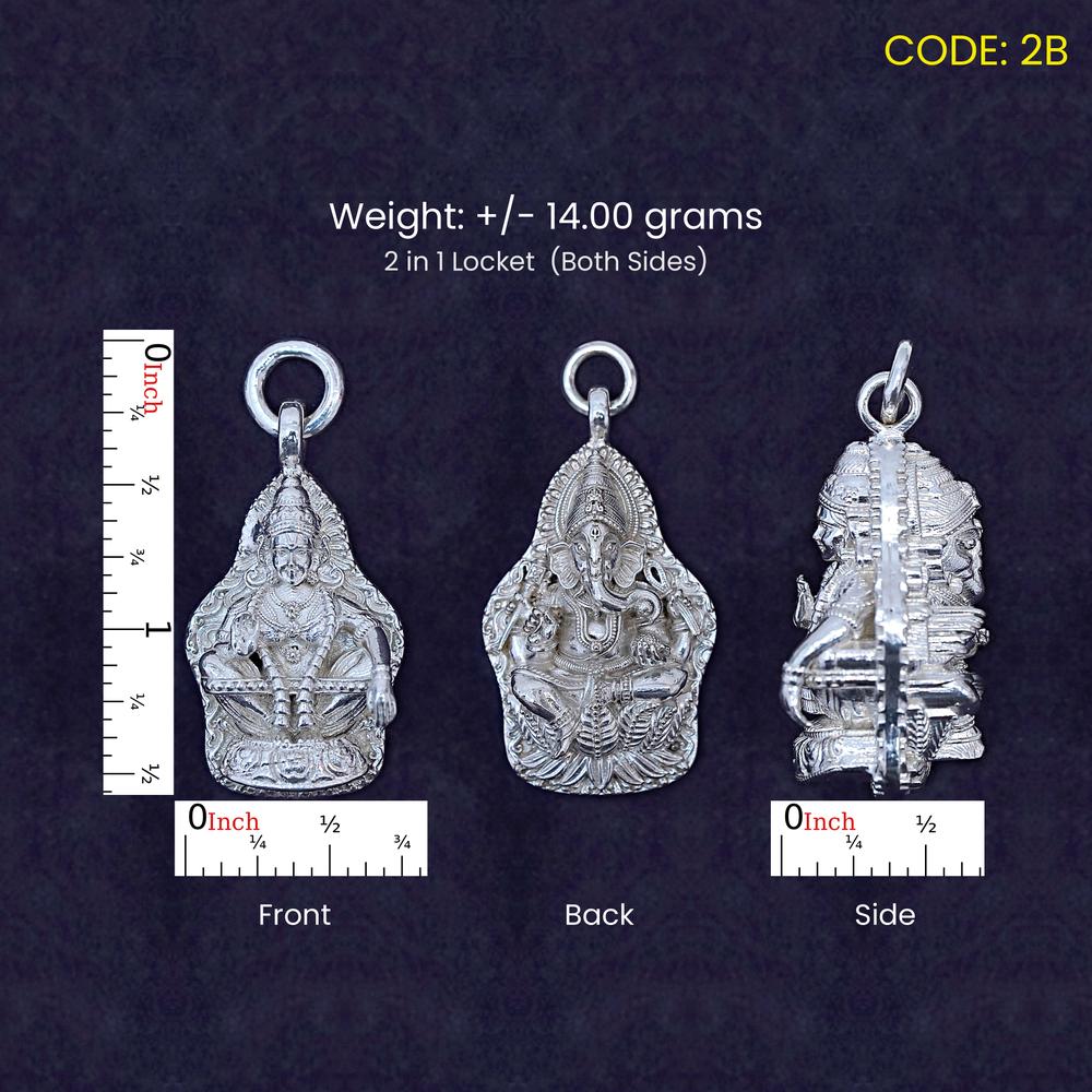 Pure Silver 2 in 1 Ayyappa Ganesha Pendant – Medium (2B)