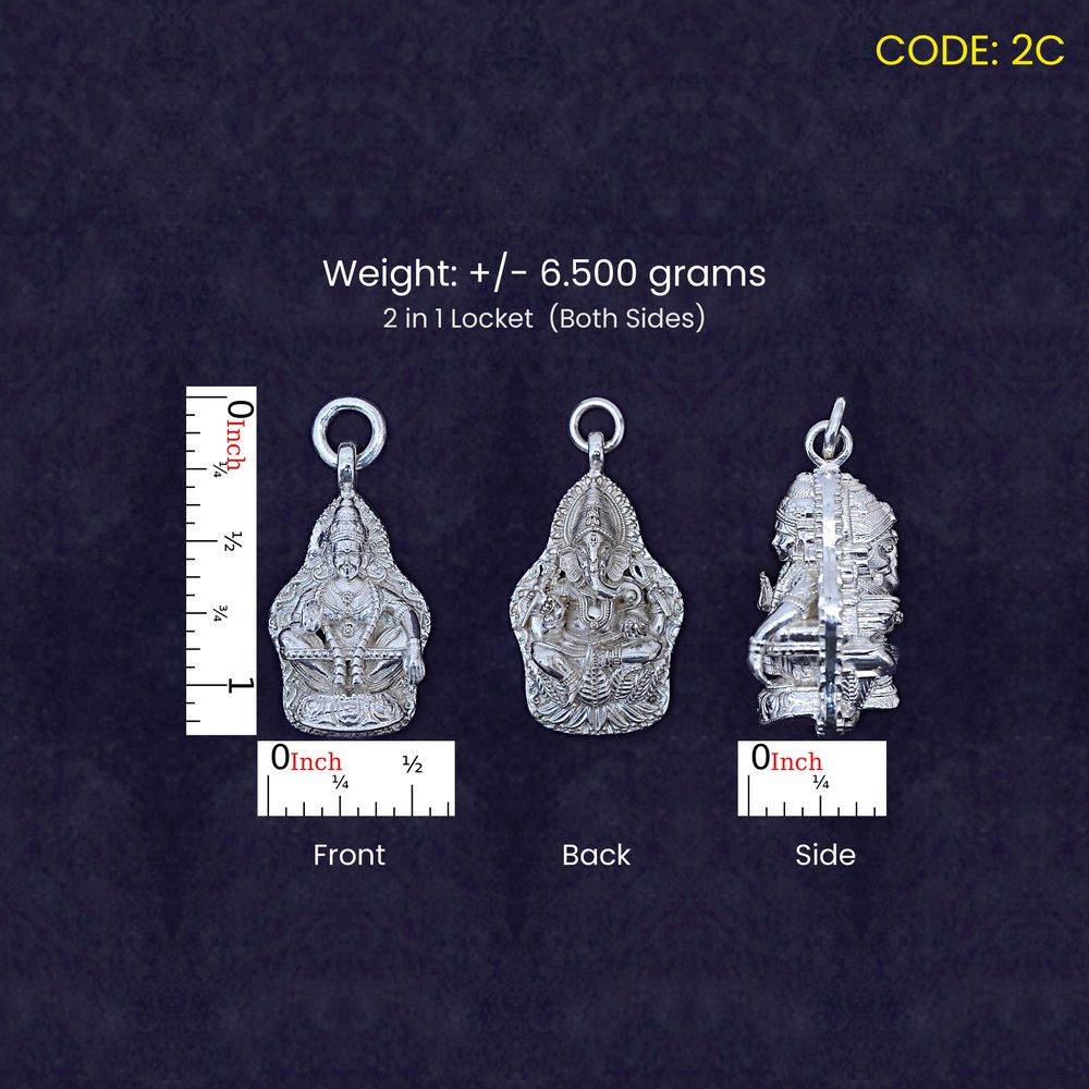 Pure Silver 2 in 1 Ayyappa Ganesha Pendant – Small (2C)